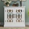 Accent Storage Cabinet Wooden Cabinet with Decorative Mirror Door, Modern Sideboard for Entryway, Living Room, Bedroom