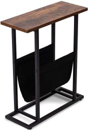 Vintage Side Table End Table for Living Room, Bedroom & Small Spaces, Brown (Color: Brown)