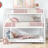 Bunk Bed with Long and Short Ladder and Full-Length Guardrails