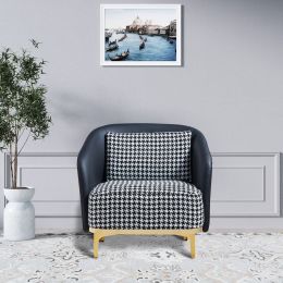 Modern accent chair armchair black and white sack living room and bedroom (Color: black white)