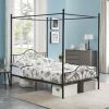 Tall Full Size Bed Frame Canopy No Box Spring Needed with Headboard Heavy Duty