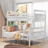 Twin over Full Bunk Bed with ladder, Safety Guardrail, Perfect for Bedroom, Gray