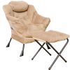 Accent Chair Lazy Reclining Leisure Chair with Removable Metal Legs and High-Density Foam, Comfy Upholstered Single Sofa Chair With Ottoman for Living