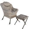 Accent Chair Lazy Reclining Leisure Chair with Removable Metal Legs and High-Density Foam, Comfy Upholstered Single Sofa Chair With Ottoman for Living