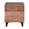 Dunawest Kai 30.5 Inch Mango Wood Nightstand Chest Cabinet with 3 Drawers and Embossed Geometric Design, Natural Brown