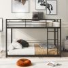 Full over Full Metal Bunk Bed, Low Bunk Bed with Ladder