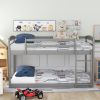 Twin over Twin Floor Bunk Bed with Ladder