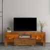 TV Stand with LED RGB Lights,Flat Screen TV Cabinet, Gaming Consoles - in Lounge Room, Living Room and Bedroom,WALNUT