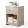 Wooden End Side Table Nightstand with Drawer Storage Shelf