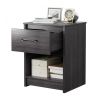 Wooden End Side Table Nightstand with Drawer Storage Shelf