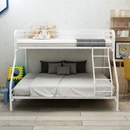 Heavy Duty Twin-Over-Full Metal Bunk Bed, Easy Assembly with Enhanced Upper-Level Guardrail, White (White: White)