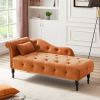 60.6" Velvet Chaise Lounge with Nailhead Trimmed and Buttons Tufted,Tufted Long Lounger with Solid Wood Legs and1 Pillow