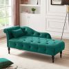 60.6" Velvet Chaise Lounge with Nailhead Trimmed and Buttons Tufted,Tufted Long Lounger with Solid Wood Legs and1 Pillow