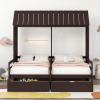 Twin Twin House Bed with 2 Drawers, White