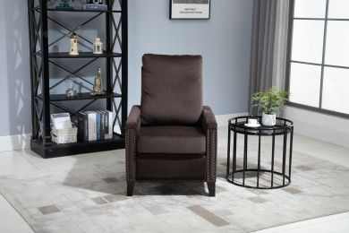 [Only for Pickup] 34.5'' Wide Velvet Manual Standard Recliner, 4 Colors Availabel (Color: Brown)