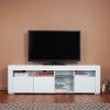 Morden TV Stand with LED Lights, High Glossy Front TV Cabinet,TV Bench up to 63 Inches for Living Room, Bedroom