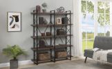 Home Office 5 Tier Bookshelf, Industrial Bookcase for Office with Metal Frame, X Design Etageres Storage Shelf