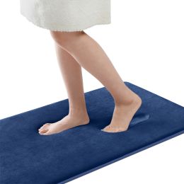 Small Memory Foam Bathroom Mats  Non Slip 0.7" Extra Thick Super Absorbent Bath Rugs Carpet Super Cozy Quick Dry Machine Wash (Color: Navy Blue, size: 17 "X 24")