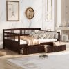 Full Size Daybed Wood Bed with Two Drawers