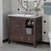 36" Bathroom Vanity with Ceramic Basin, Bathroom Storage Cabinet with Two Doors and Drawers, Solid Frame, Metal Handles