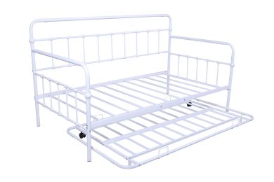 Metal Frame Daybed with trundle (Color: White)