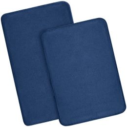 Memory Foam Bath Rugs and Mats Sets,0.7"" Extra Thick Absorbent Non-Slip Bath mats (Color: Navy Blue, size: 17"X 24" + 20"X 32")