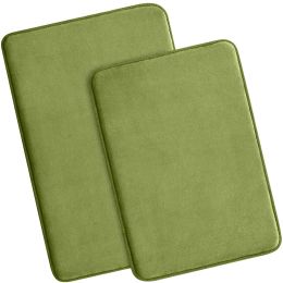 Memory Foam Bath Rugs and Mats Sets,0.7"" Extra Thick Absorbent Non-Slip Bath mats (Color: Sage Green, size: 17"X 24" + 20"X 32")