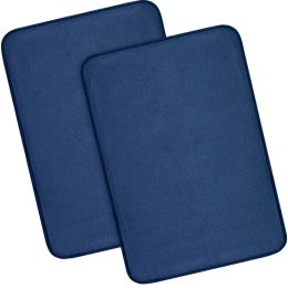 Memory Foam Bath Rugs and Mats Sets,0.7"" Extra Thick Absorbent Non-Slip Bath mats (Color: Navy Blue, size: 17"X 24" + 17"X 24")