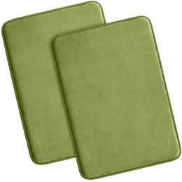 Memory Foam Bath Rugs and Mats Sets,0.7"" Extra Thick Absorbent Non-Slip Bath mats (Color: Sage Green, size: 17"X 24" + 17"X 24")