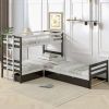 Twin Size L-Shaped Bunk Bed and Platform Bed with Trundle and Drawer(Expected Arrival Time:7.30)