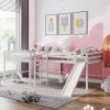 Full Size L-Shaped Loft Bed with Built-in Ladders and Slide,Wooden Loft Beds(OLD SKU :LP000112AAK