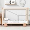 Twin Size Canopy Car-Shaped Platform Bed,Natural+Brown(Expected Arrival Time:7.25)