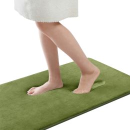 Small Memory Foam Bathroom Mats  Non Slip 0.7" Extra Thick Super Absorbent Bath Rugs Carpet Super Cozy Quick Dry Machine Wash (Color: Sage Green, size: 17 "X 47")