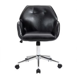 Lower Price office furniture chair swivel low back Nordic Home adjustable Leather office chair (Color: Black)