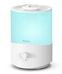 Pharata Humidifiers for Bedroom Large Room, 2.5L Cool Mist Humidifier with Essential Oil Diffuser, Top Fill Air Humidifier for Baby Home, Plant Humidi (Plug: US, Color: White)