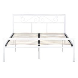 Metal Bed Frame Queen Size with Headboard and Footboard Metal Platform Frames No Box Spring Needed, White (SKU: W58724728)