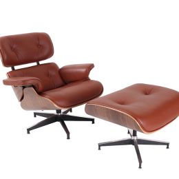 High grade vintage 8 layer leather plywood ergonomic design office chair (Color: Light Brown)