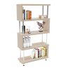 S-Shaped 5 Shelf Bookcase, Wooden Z Shaped 5-Tier Etagere Bookshelf Stand for Home Office Living Room Decor Books Display RT