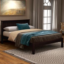 [Not allowed to sell to Walmart] Wood Platform Bed with Headboard, Wood Slat, Twin (SKU: WF191882AAP)