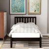 Wood Platform Bed with Headboard/Wood Slat Support, Twin (Espresso) RT