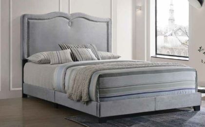 Reuben Queen Bed, Gray Velvet (SKU: 26420Q)