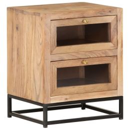 Bedside Cabinet 15.7"x11.8"x19.7" Solid Acacia Wood (Color: Brown)