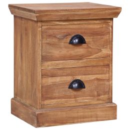 Bedside Cabinet 15.7"x11.8"x19.7" Solid Teak (Color: Brown)