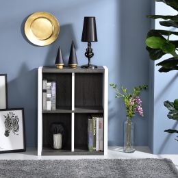 DIY Two Tone 4-grid Storage Shelf (Color: Black Brown)