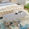 45.7 Inches Velvet Ottoman Rectangular Bench Footstool, with Golden Metal Legs and Non-Slip Foot Pads for Living Room Bedroom Entryway XH