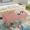 45.7 Inches Velvet Ottoman Rectangular Bench Footstool, with Golden Metal Legs and Non-Slip Foot Pads for Living Room Bedroom Entryway XH