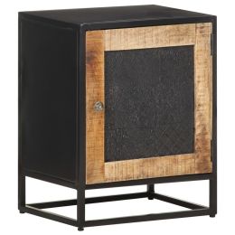 Bedside Cabinet 15.7"x11.8"x19.7" Rough Mango Wood (Color: Black)