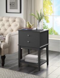 WOODEEM White Nightstand Bedrooms, Large End Table for Living Room, Bed Side Table with Drawers (Color: Black)