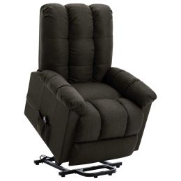 Stand-up Recliner Dark Brown Fabric (Color: Brown)