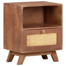 Bedside Cabinet 15.7"x11.8"x19.7" Solid Mango Wood (Color: Brown)